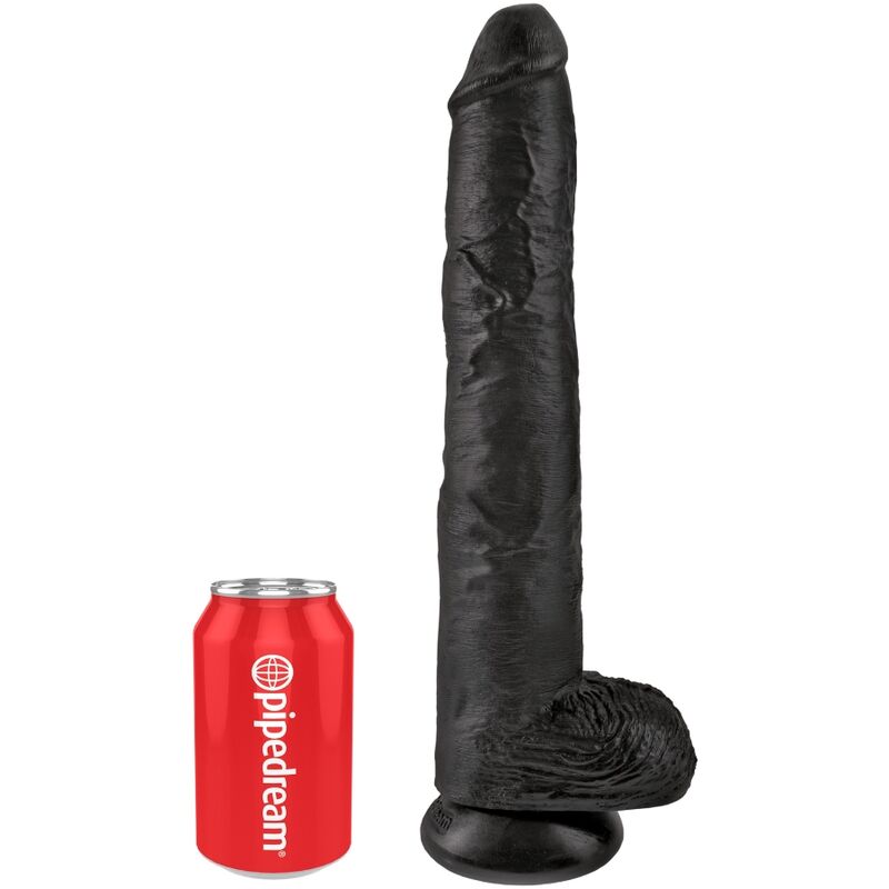 KING COCK dildo za strap on s vakuumskom čašicom, crni
