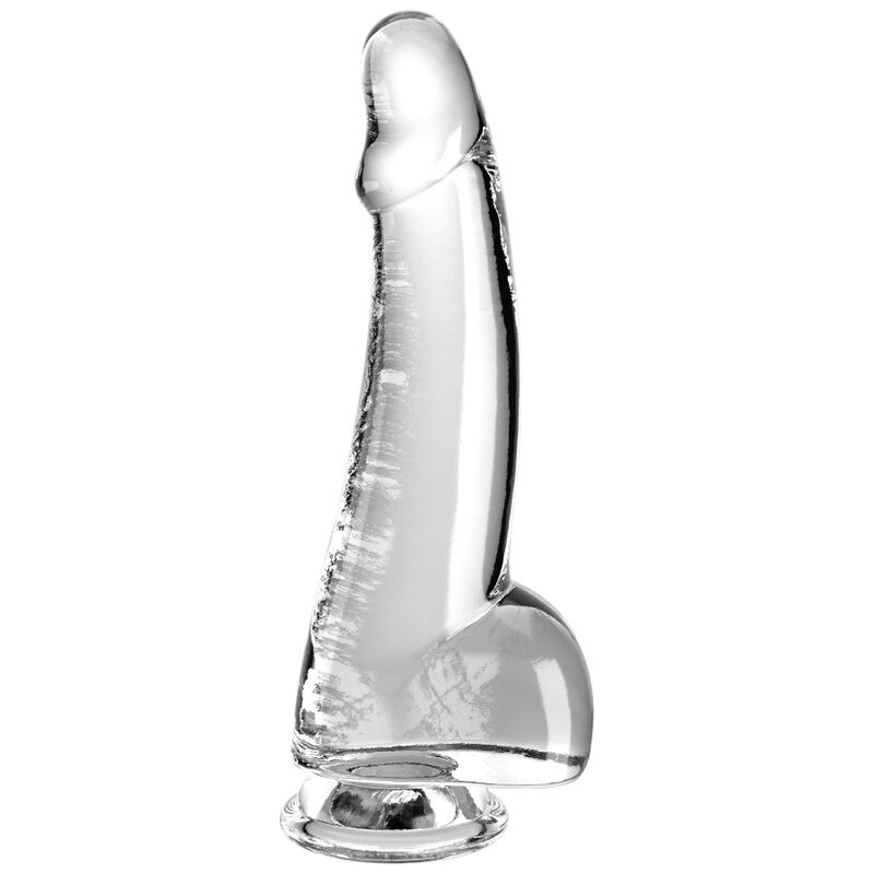 KING COCK Clear prozirni dildo s testisima, 19 cm