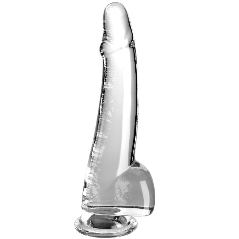 KING COCK Clear dildo s testisima, prozirni