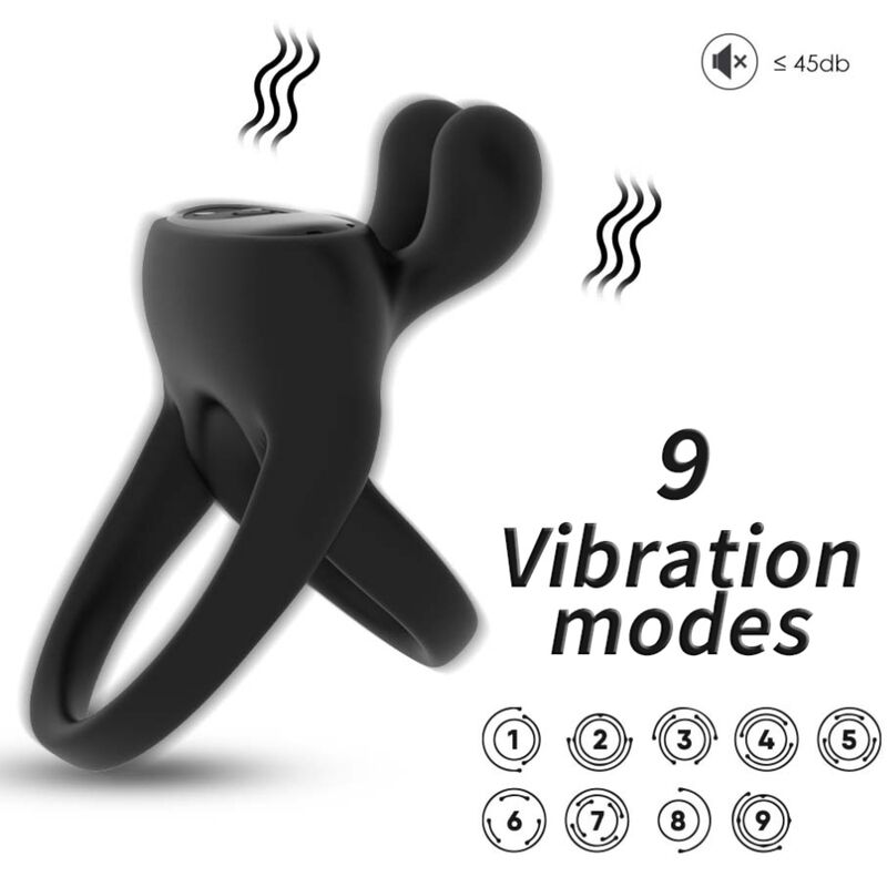 Vibrirajući prsten za penis ARMONY Rabbit, crni