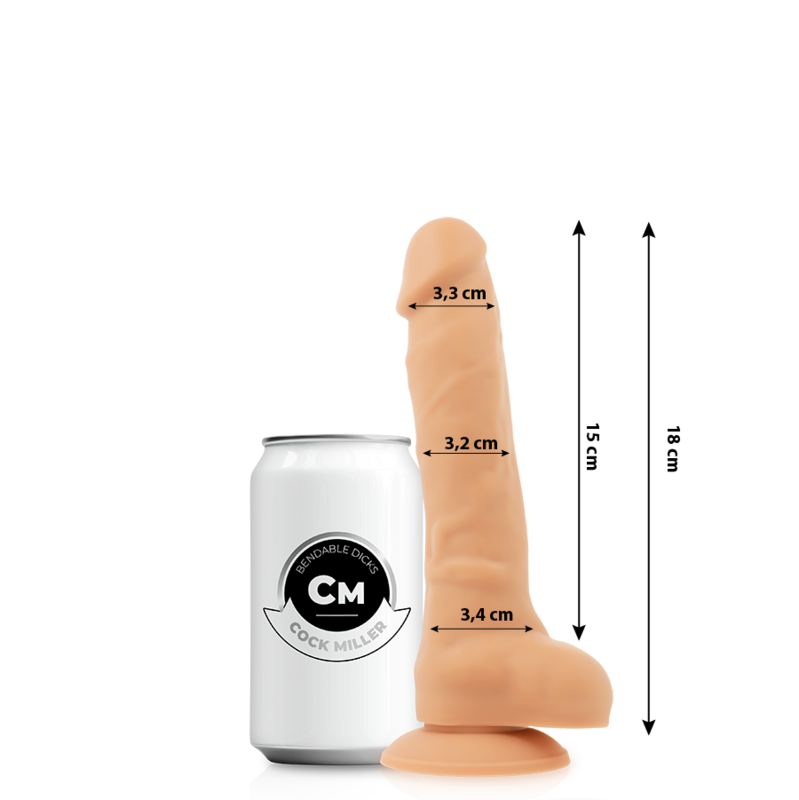 Realistični silikonski dildo od 18 cm s dvostrukom gustoćom i vakuumskom bazom COCK MILLER