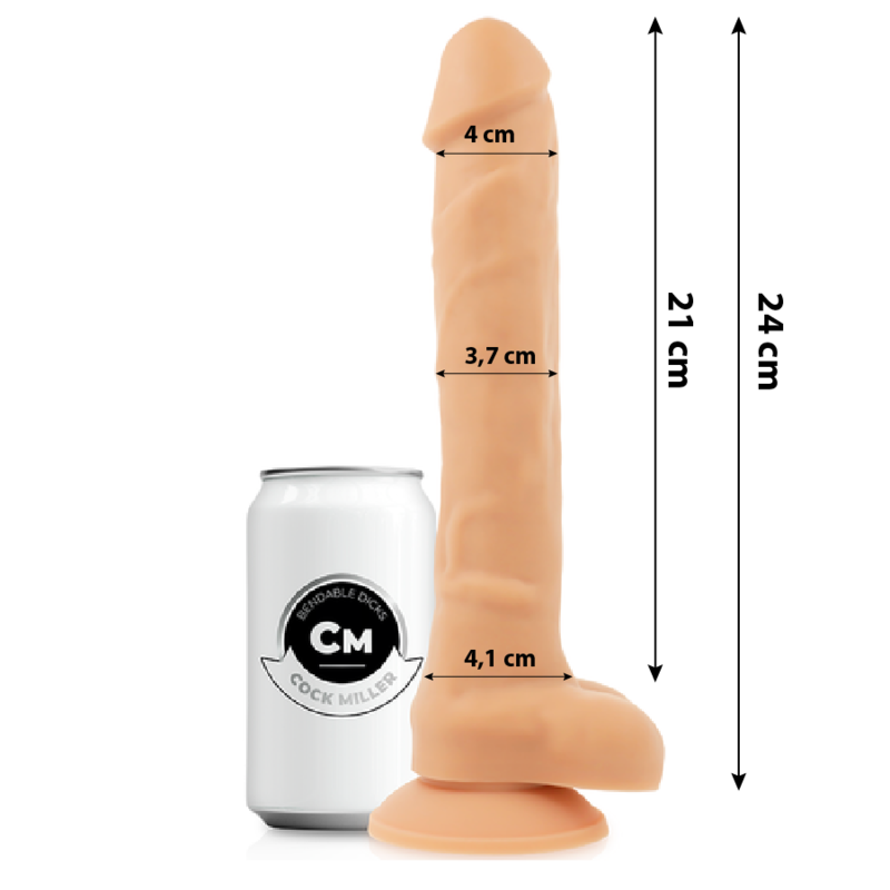 Realistični dildo od silikona dvostruke gustoće, 24 cm, artikulirani COCK MILLER