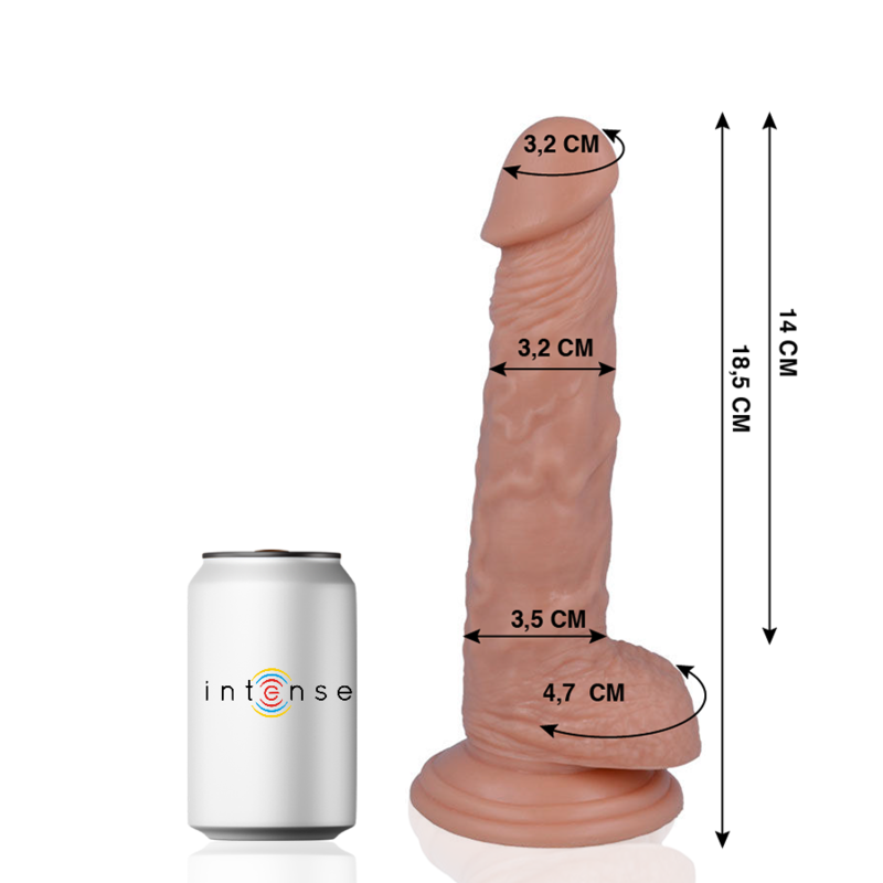 MR. INTENSE realistični dildo s vakuumskom čašicom, 18,5 cm