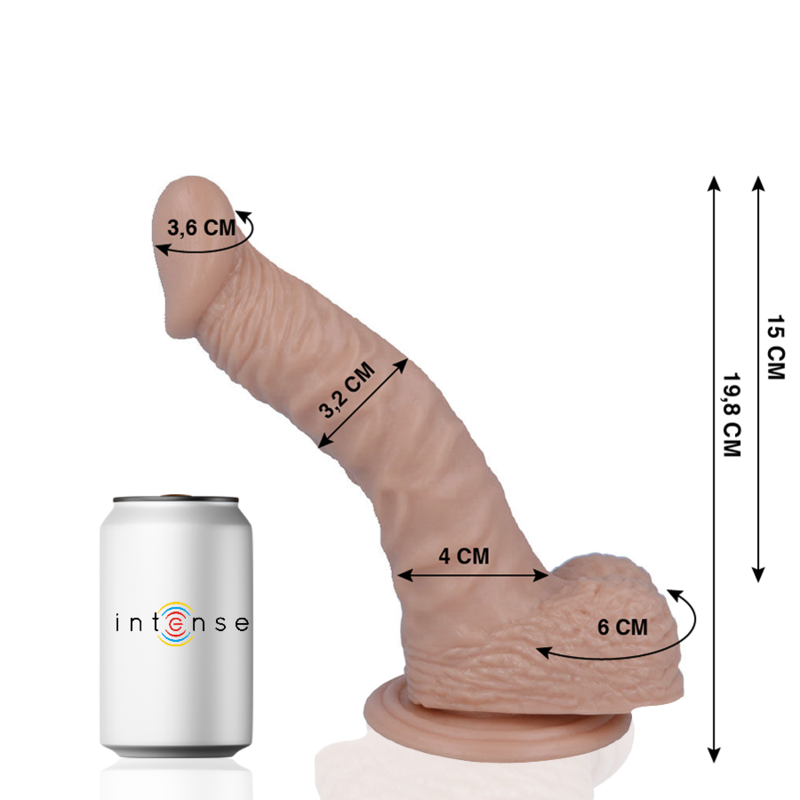 Realistični dildo 19,8 cm s vakuumskim držačem i površinom nalik koži MR INTENSE
