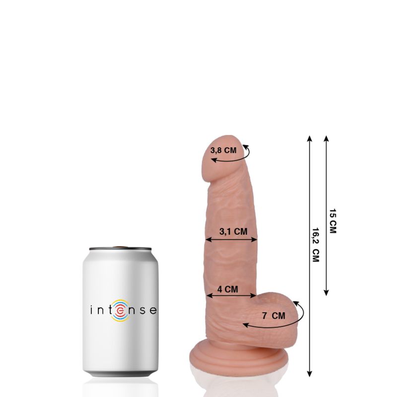 MR. INTENSE realistični dildo s vakuumskom čašicom, 16,2 cm