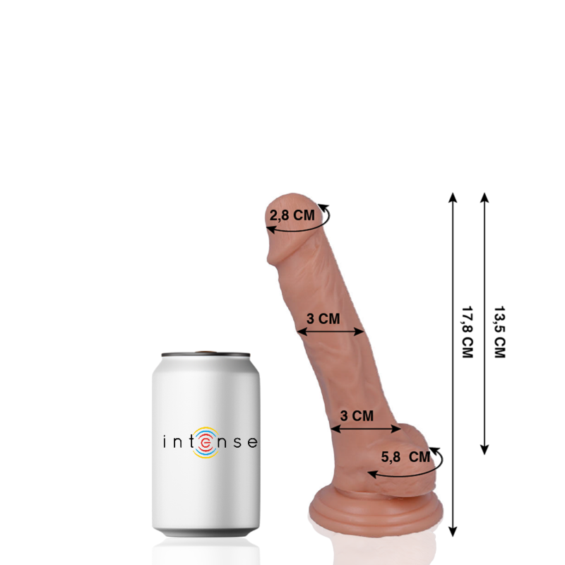 MR. INTENSE realistični dildo s vakuumskom čašicom, 17,8 cm
