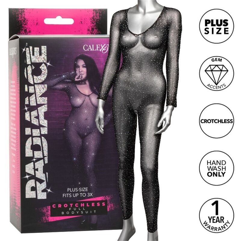 Mrežasti bodi otvorenog kroja za punije obline sa strass detaljima za zavodljiv izgled od glave do pete CALEXOTICS