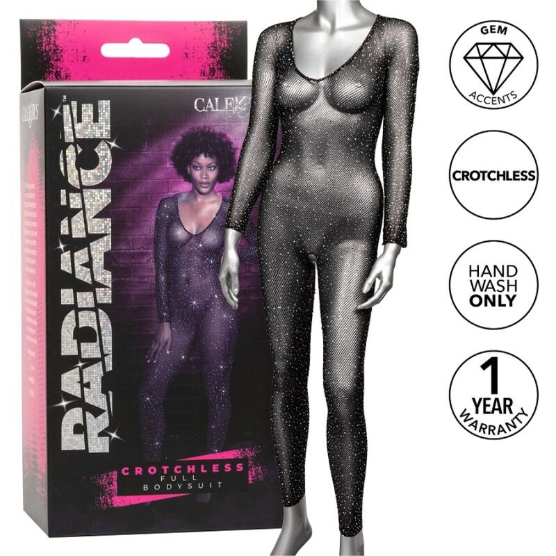 Mrežasti bodystocking s otvorenim međunožjem i kamenčićima za senzualan izgled cijelog tijela CALEXOTICS