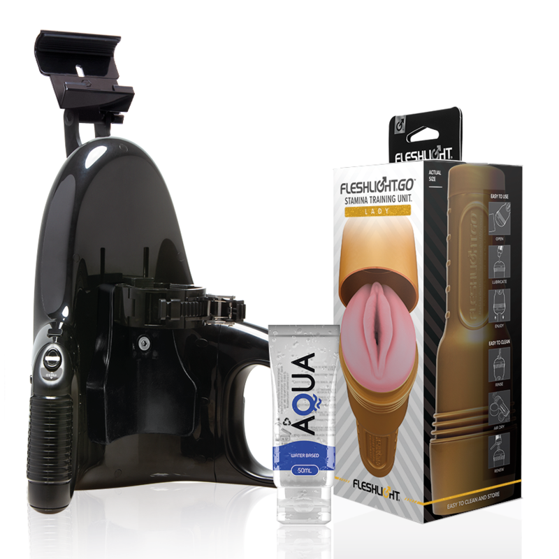 Set masturbatora s trening navlakom i automatskim strokerom za trening izdržljivosti FLESHLIGHT