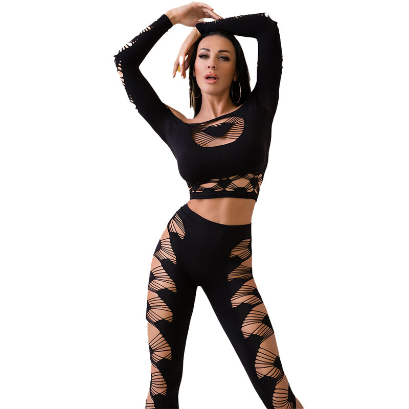 CHILIROSE CR 4436 set donjeg rublja s topom i tajicama, crni, S/L