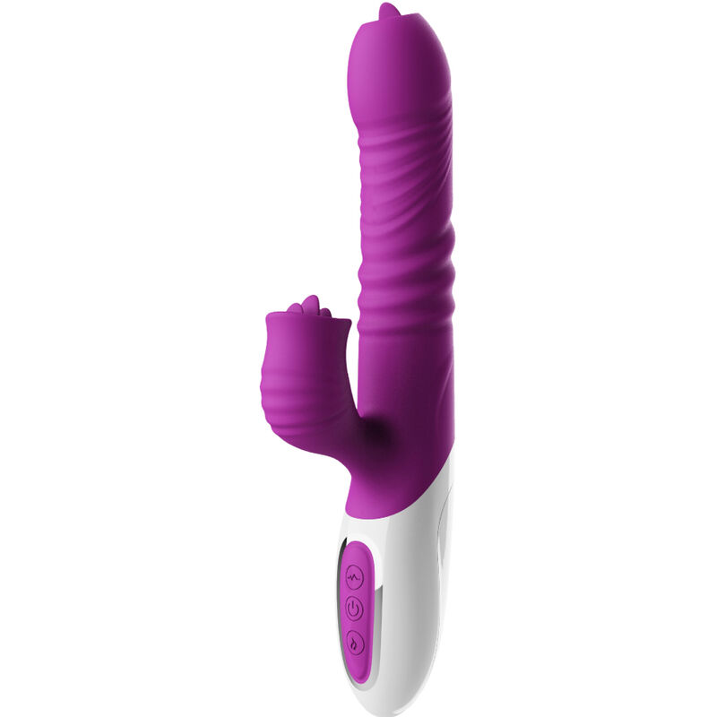 Vibrator s dvostrukim jezičcima, funkcijom potiska i grijanjem, fuksija ARMONY