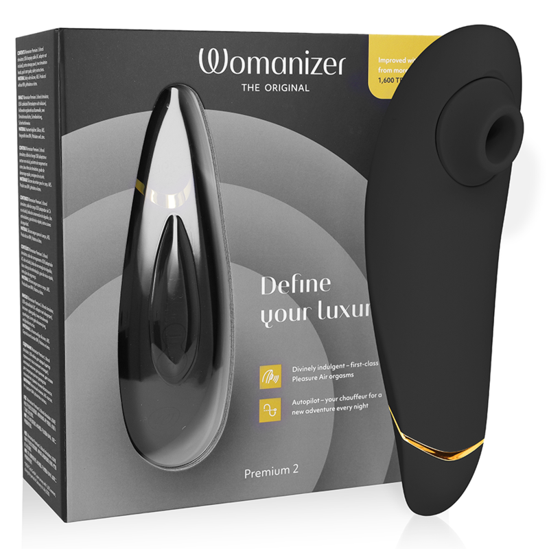 Womanizer Premium 2 vibrator s tlačnim valovima, crni