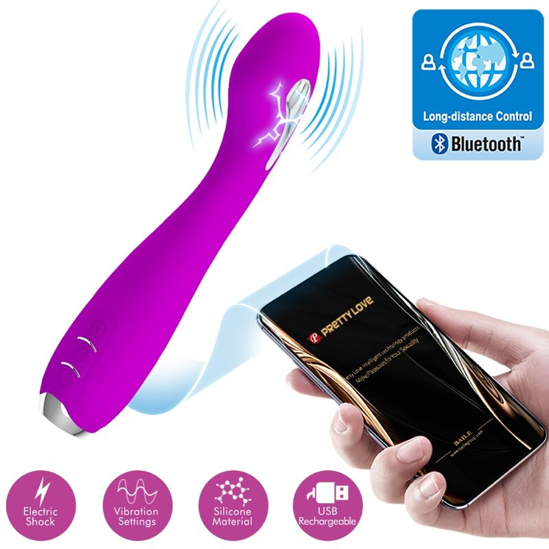 Pretty Love Hector vibrator s upravljanjem putem aplikacije i električnom stimulacijom, ljubičasti