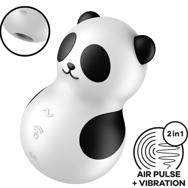 Satisfyer Pocket Panda vibrator s tlačnim valovima u crnoj i bijeloj boji