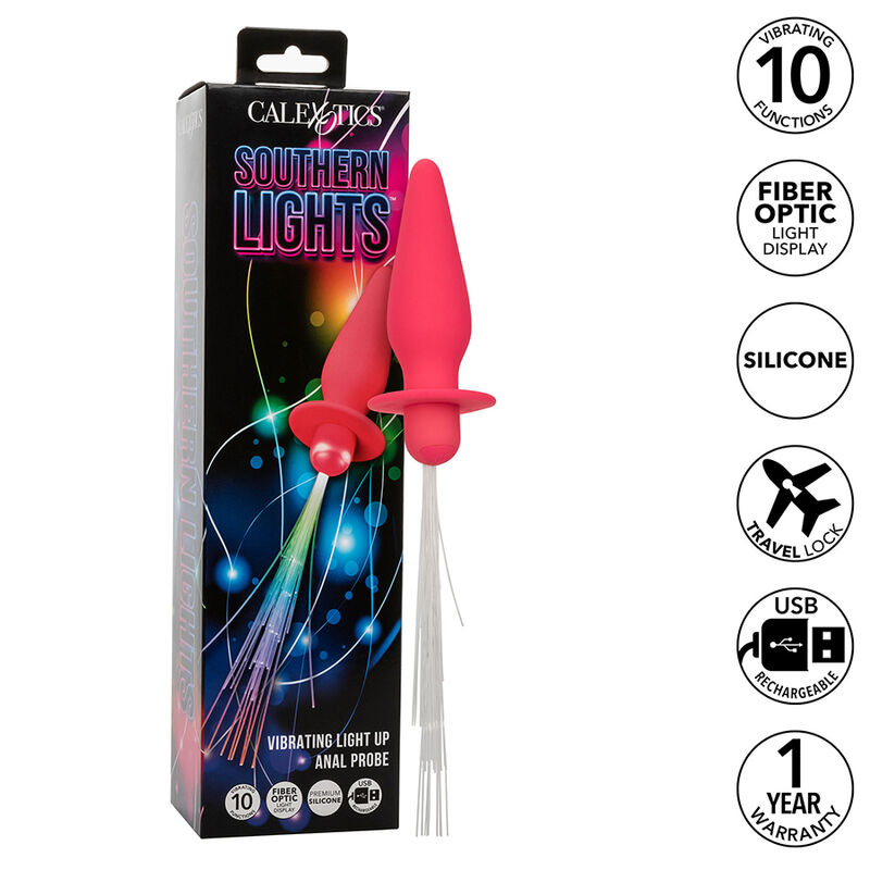 CalExotics Southern Lights vibrirajući analni čep sa svjetlima