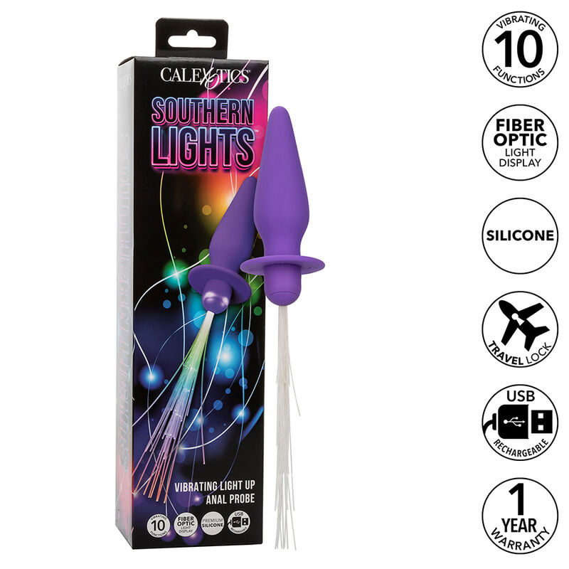 CalExotics Southern Lights vibrirajući analni čep sa svjetlosnim efektom