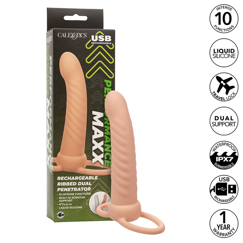 CalExotics Maxx rebrani dvostruki penetrator, punjivi
