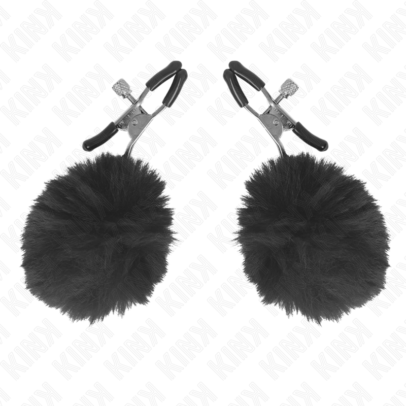 KINK kopča za bradavice s kuglicom od umjetnog krzna, crna, 6 cm