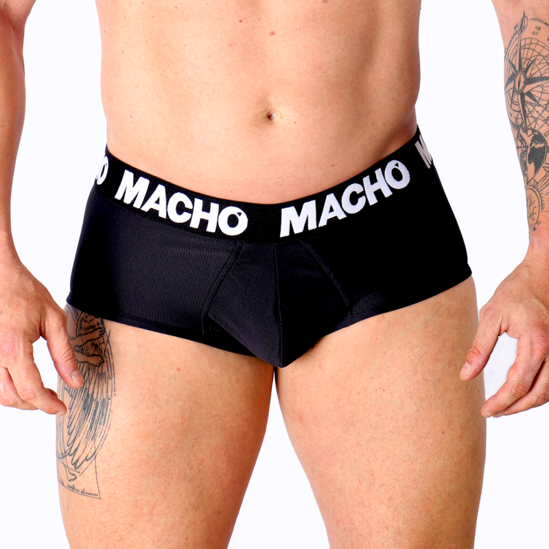 Muške gaćice s košaricom za isticanje, prozračni likra materijal, crne MACHO UNDERWEAR