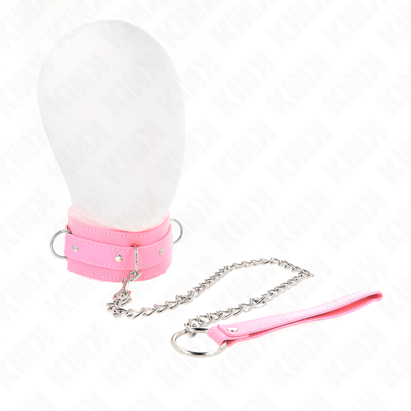 KINK BDSM ogrlica s povodcem, ružičasta, 36–42 cm