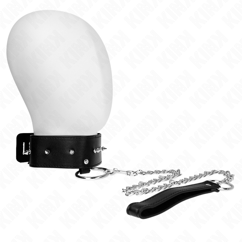 KINK BDSM ogrlica s povodcem i srebrnim zakovicama