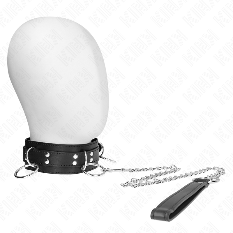 KINK BDSM ogrlica s tri prstena i trakom