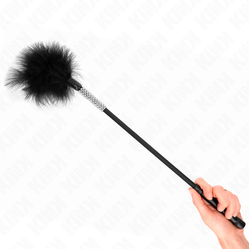 KINK škakljalica od perja s drškom ukrašenom cirkonima, 50 cm