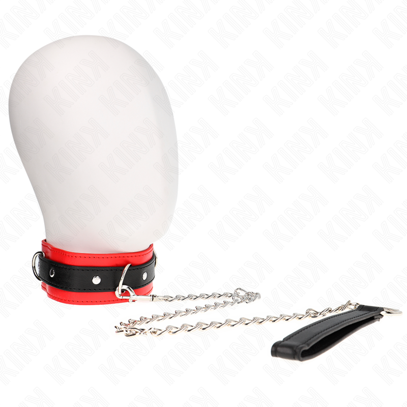 KINK BDSM ogrlica s povodcem, crvena, model 3