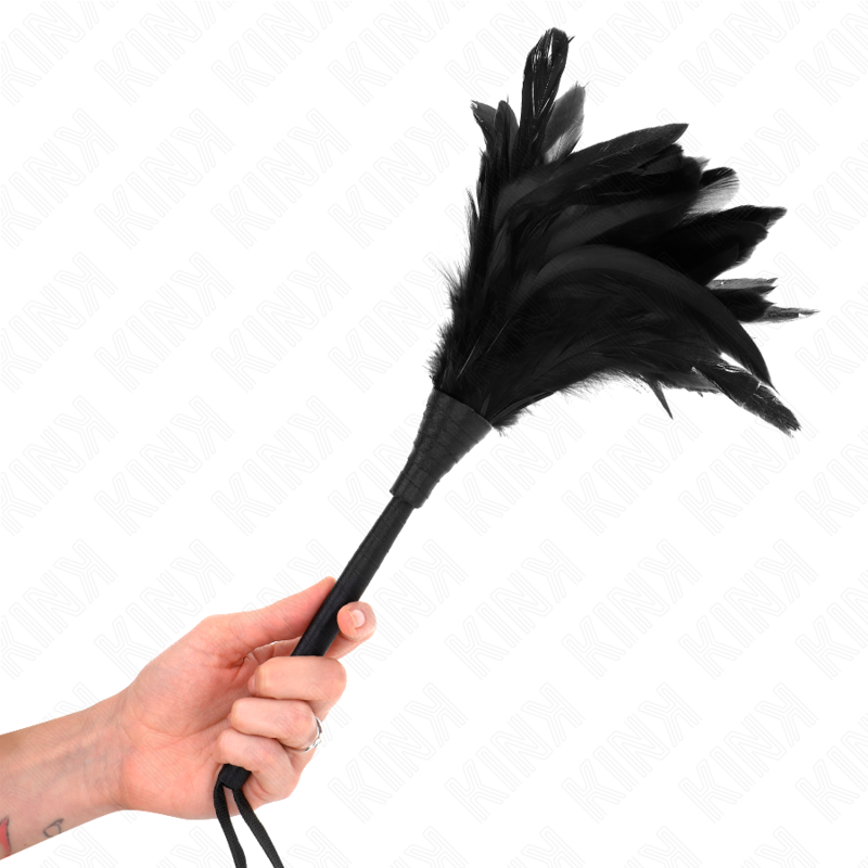 KINK škakljalica od perja s drškom u obliku roga, 36 cm