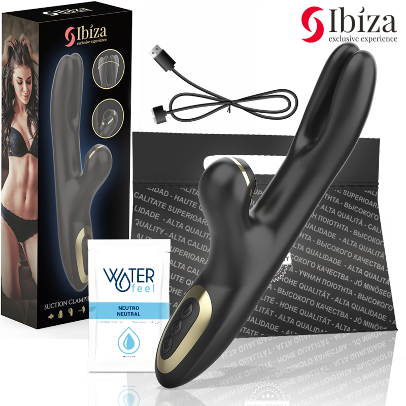 Ibiza Vibrator S Dvostrukom Stezaljkom, Crni