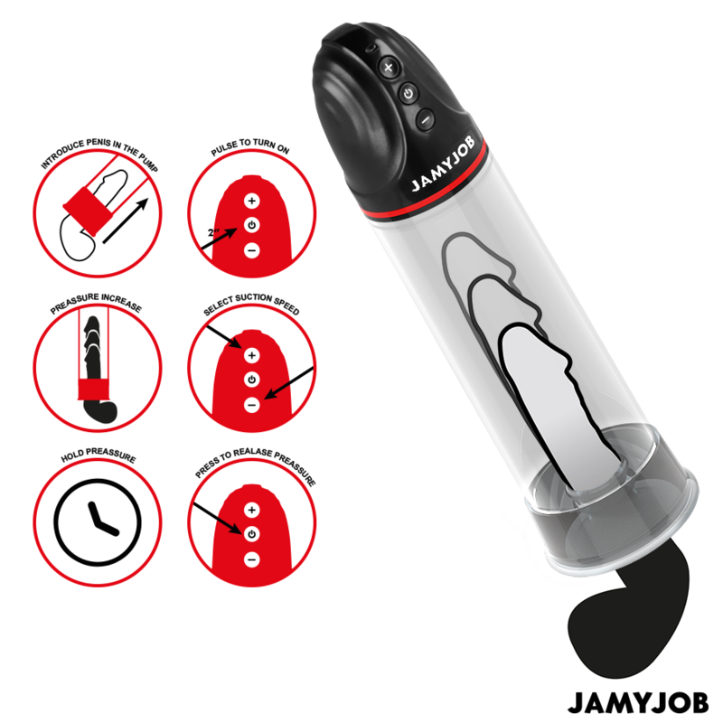 JAMYJOB XPAND električna penis pumpa s 3 razine usisavanja, siva