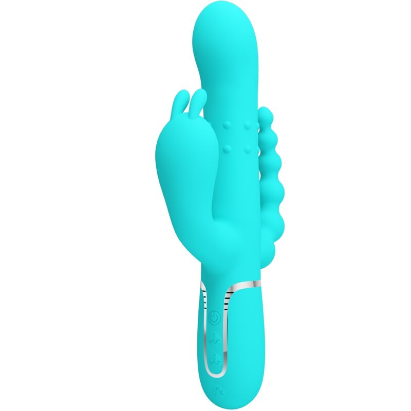 Pretty Love Cammy rabbit vibrator s tri stimulatora, plavi