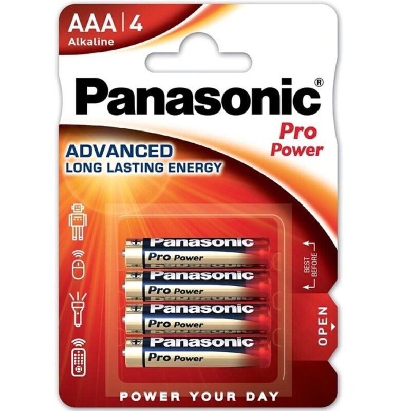 Alkalne baterije AAA, pakiranje od 4 komada, dugotrajna energija za uređaje PANASONIC