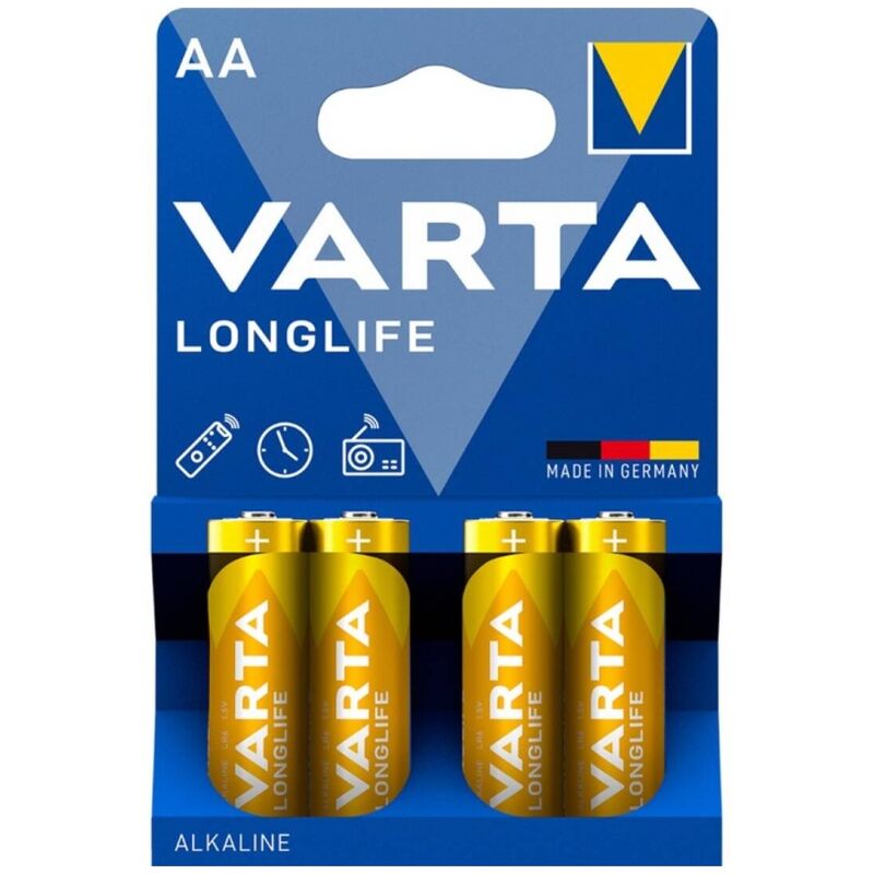 Alkalne AA baterije, pakiranje od 4 komada, dugotrajne za uređaje VARTA