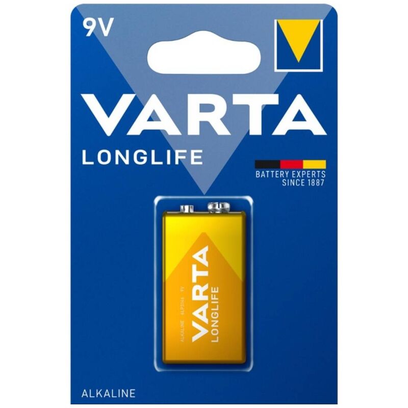 Alkalna baterija 9 V dugog trajanja za detektore dima i uređaje VARTA