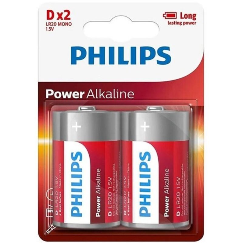Alkalna baterija D LR20 velikog kapaciteta i dugog trajanja za snažne uređaje PHILIPS