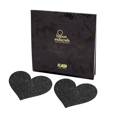 Bijoux Indiscrets Flash Black Heart ukrasi za bradavice