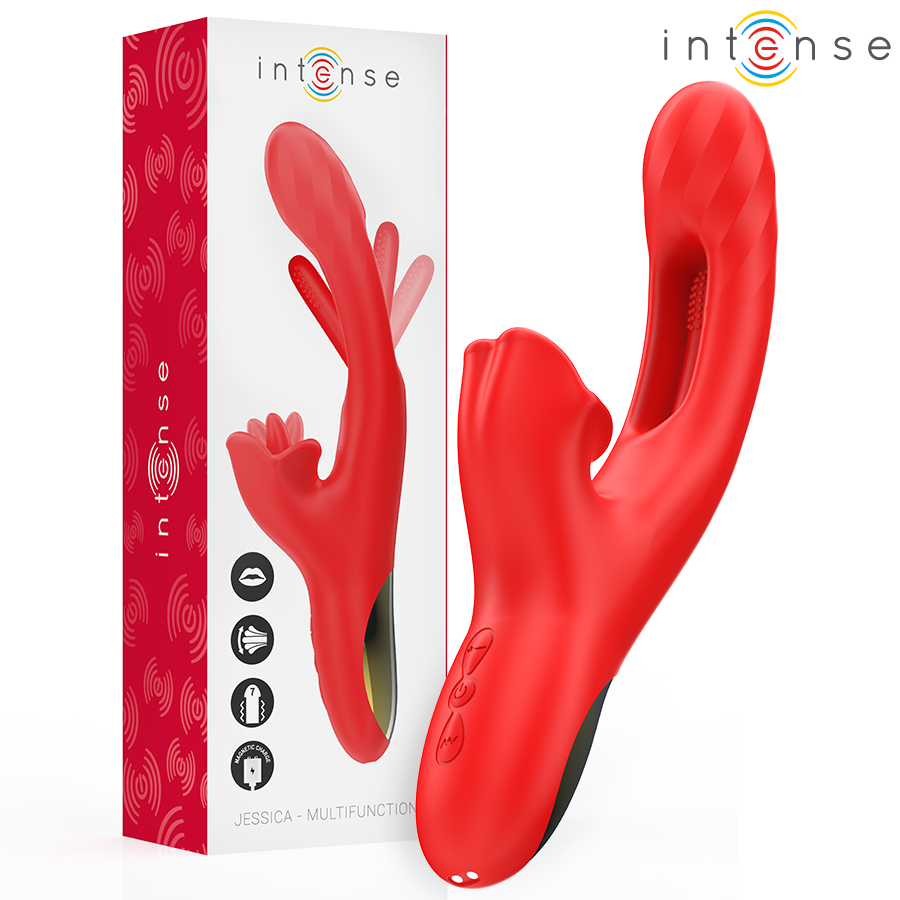 INTENSE Jessica rabbit vibrator s 3 motora, 24,8 cm, crveni