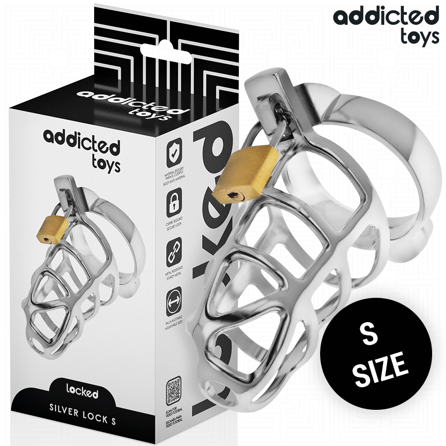 ADDICTED TOYS LOCKED Silver Lock metalni kavez za penis, veličina S