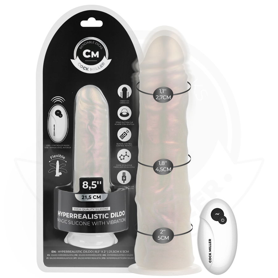 Vibrirajući silikonski dildo s LED svjetlom i vakuumskom čašicom za duboku penetraciju COCK MILLER