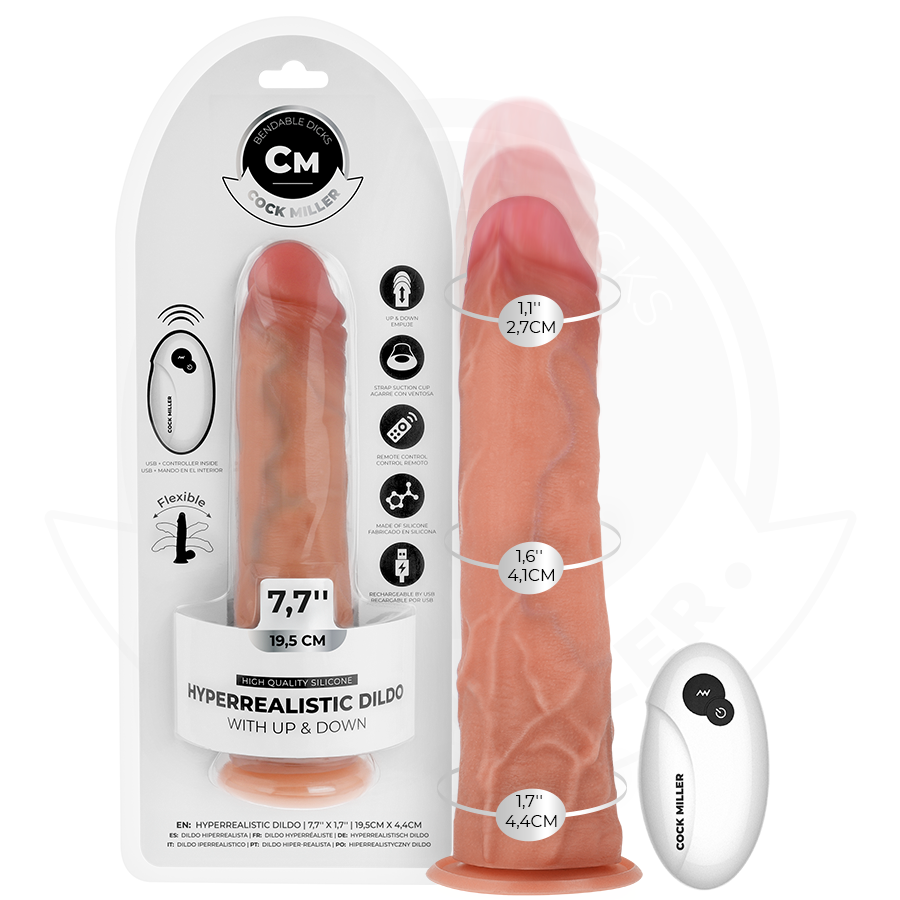 Hiperrealistički dildo s funkcijom potiskivanja i vakuumskom čašicom 19,5 cm COCK MILLER