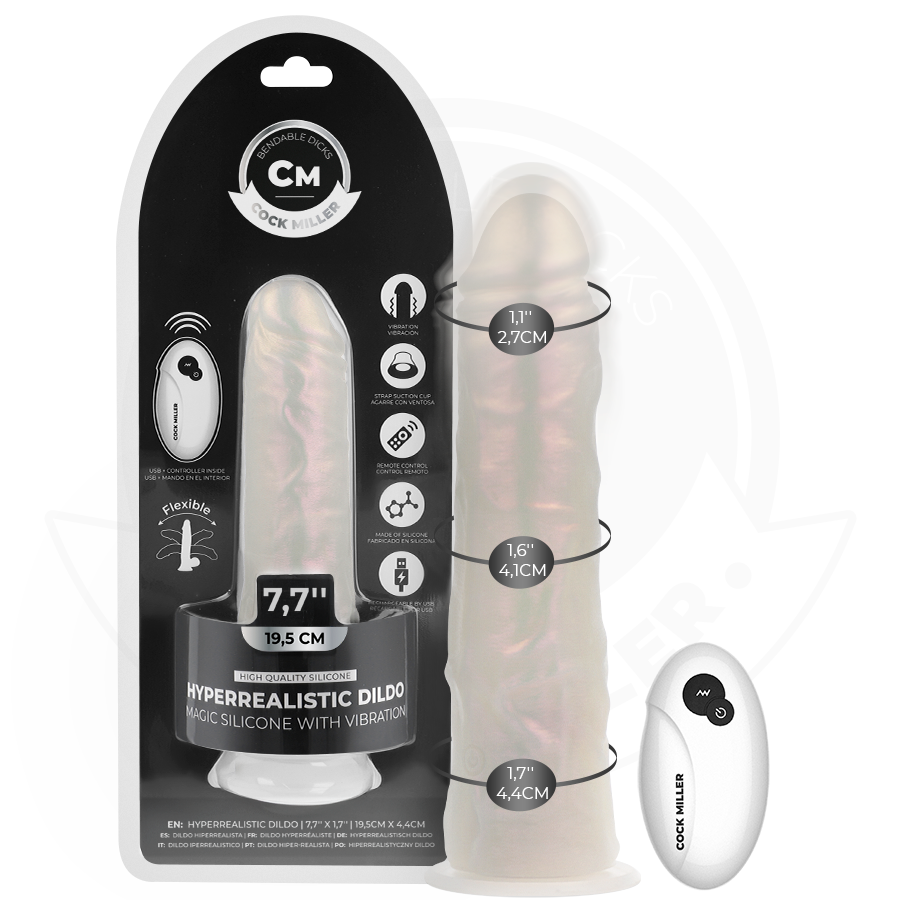Vibracijski dildo s vakuumskom bazom i LED svjetlom za igru bez ruku COCK MILLER