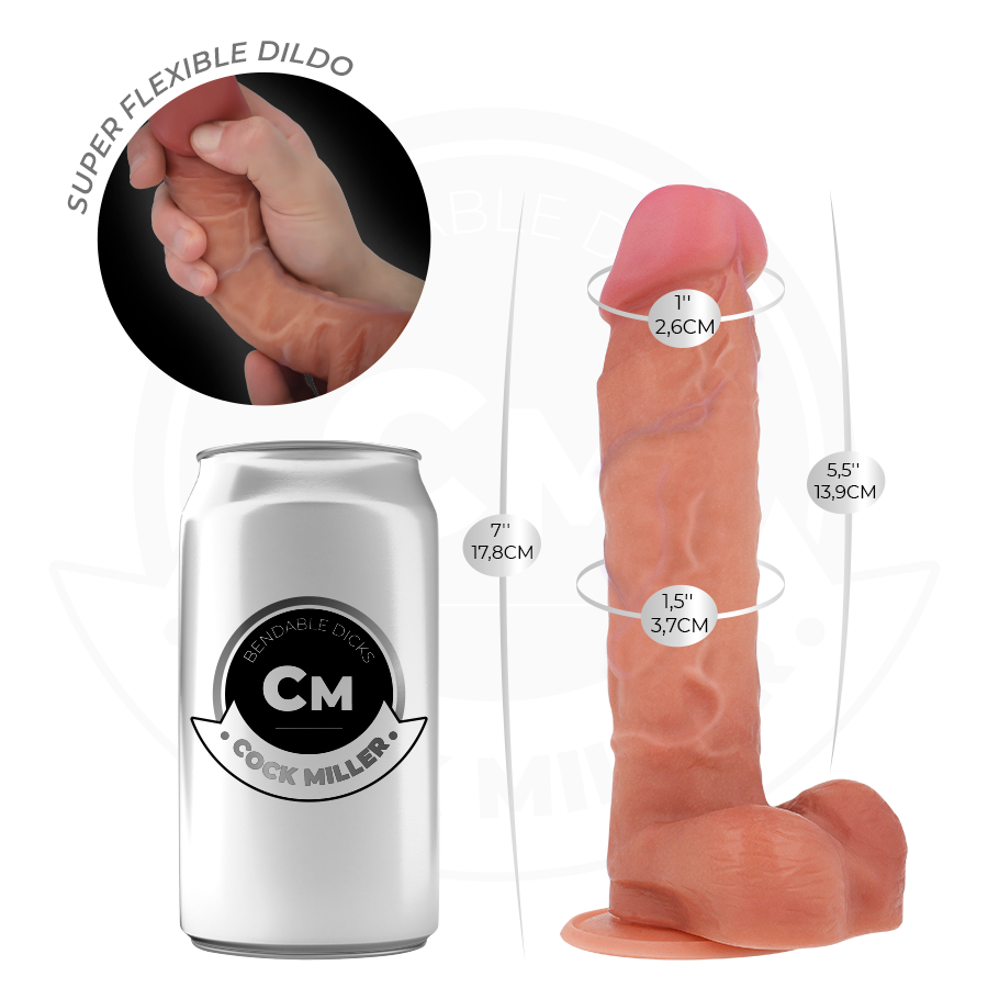 Realistični silikonski dildo s fleksibilnom drškom i snažnom vakuumskom čašicom COCK MILLER