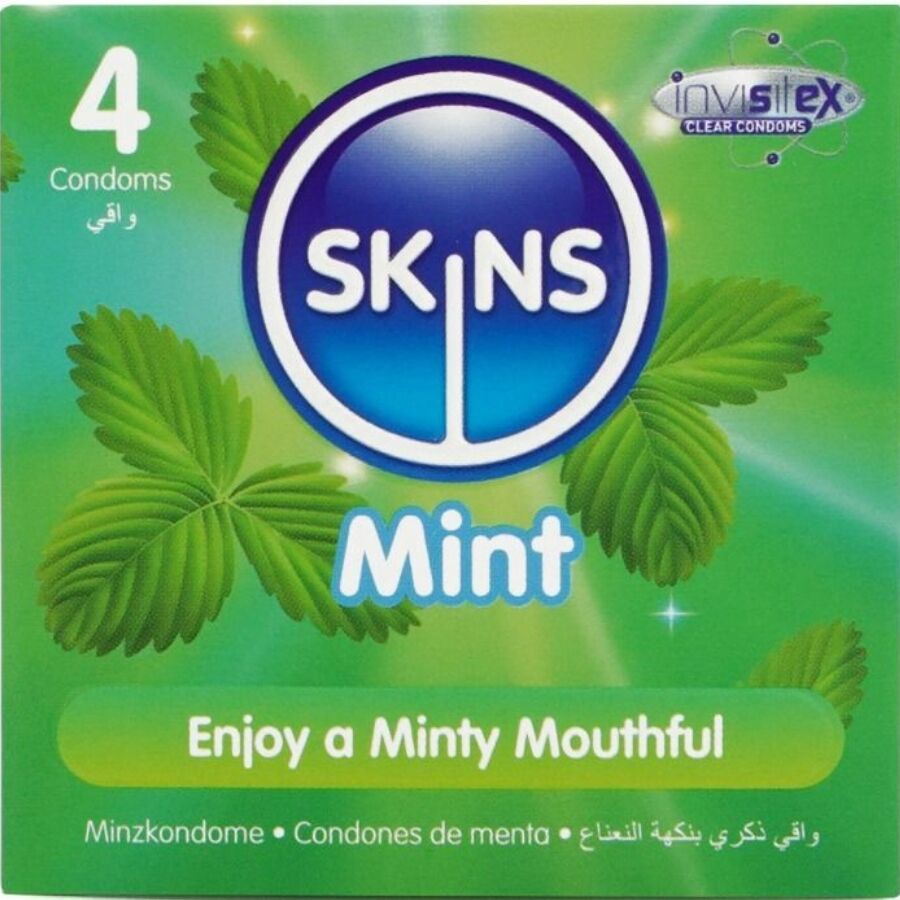 SKINS Mint kondomi s okusom, 4 komada