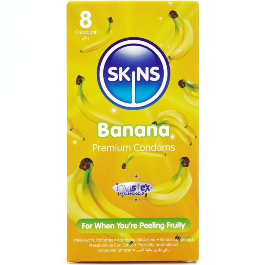 SKINS kondomi s okusom banane, 8 komada