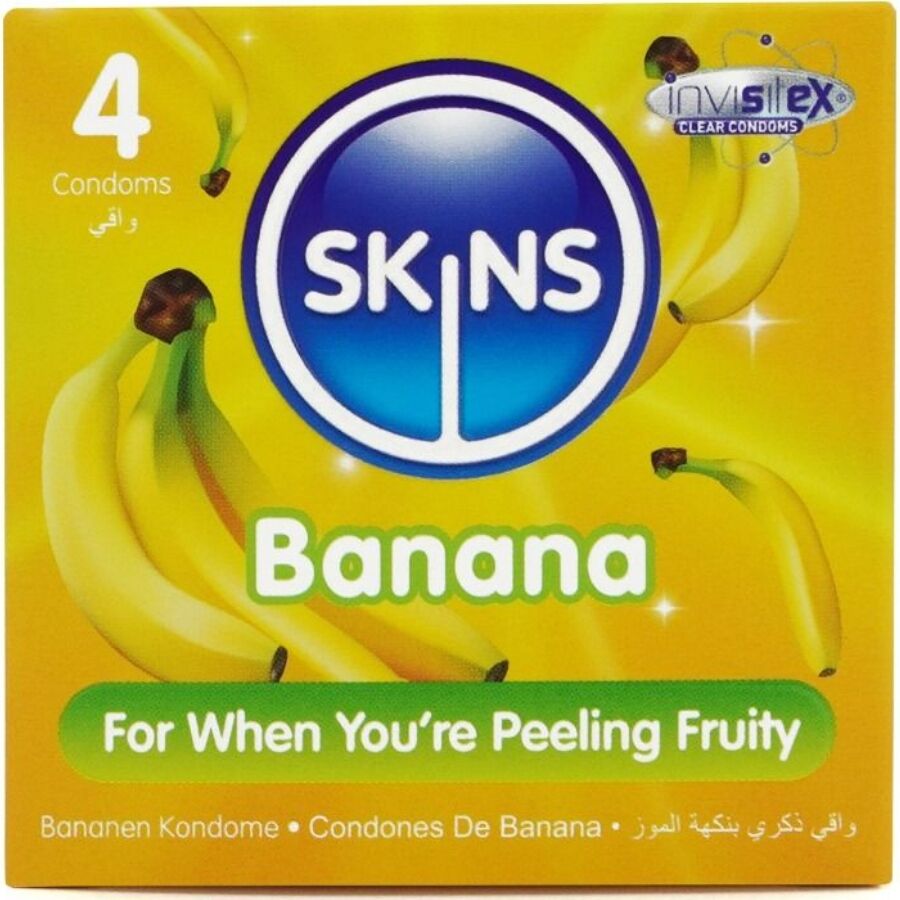SKINS Banana Premium kondomi s okusom, 4 komada