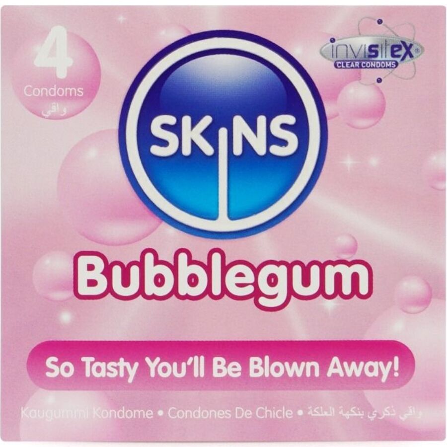 SKINS kondomi s okusom žvakaće gume, 4 komada