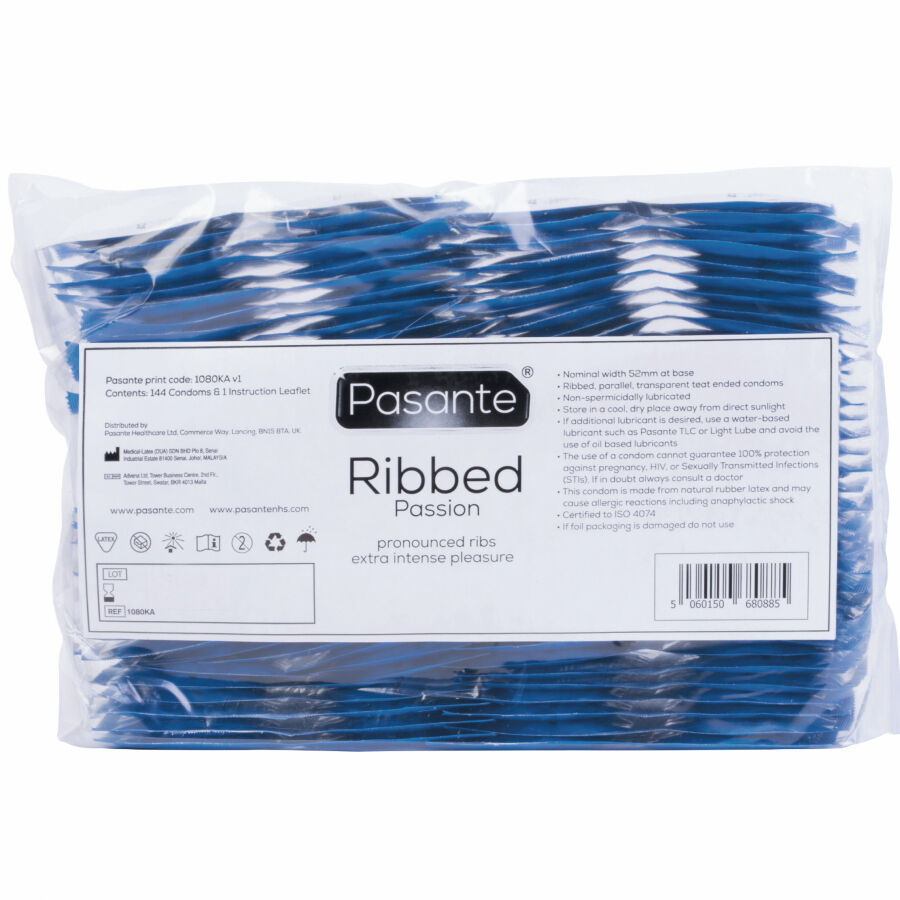 PASANTE Ribbed Passion rebrasti kondomi, 144 komada