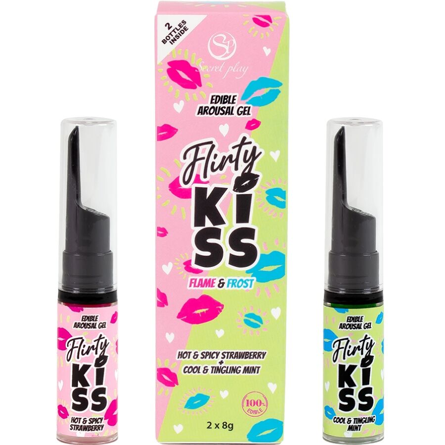 Secretplay Flirty Kiss gel za okus jagode i mente, 2 × 8 g