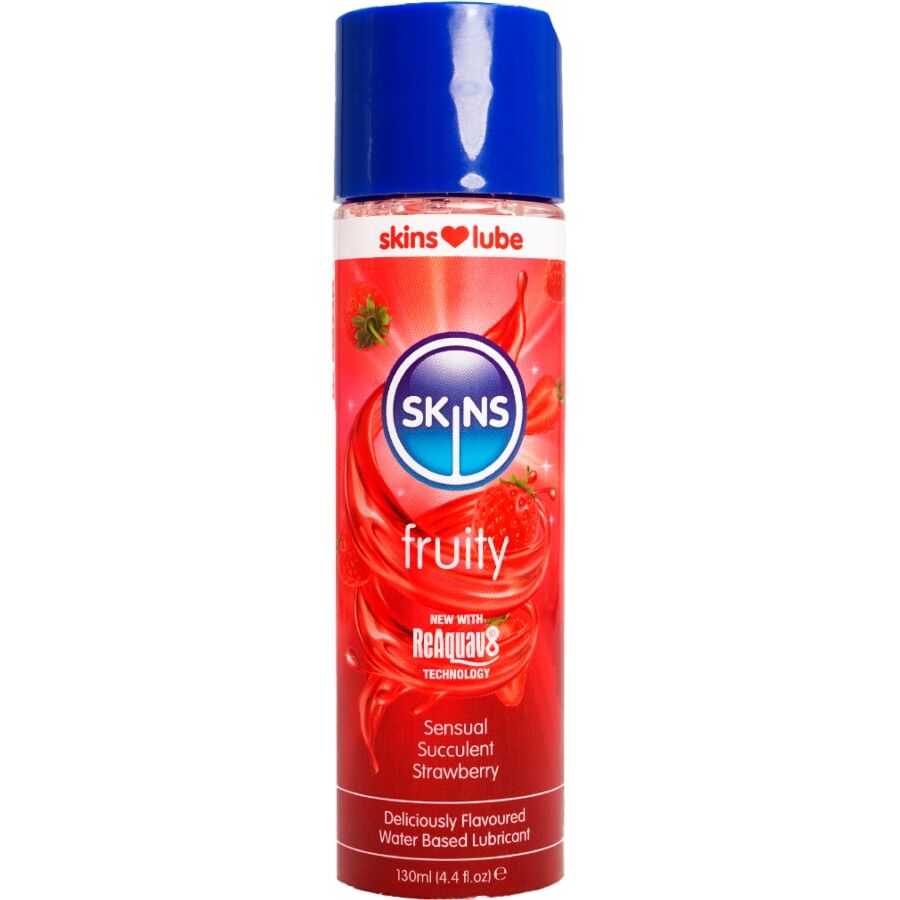 SKINS Fruity lubrikant s okusom jagode, 130 ml